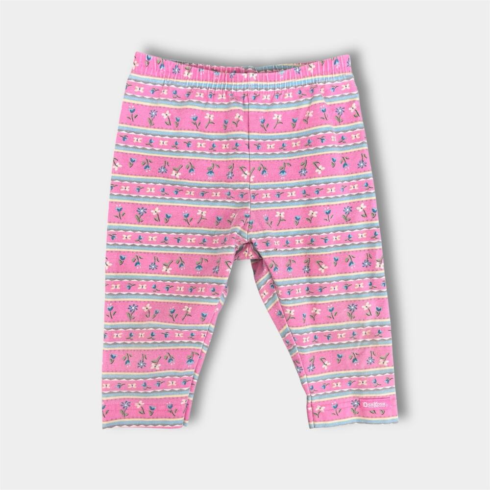 Vintage OshKosh Pink Floral Leggings 12 Months USA